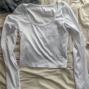 SHEIN White Ribbed Long Sleeve Tee